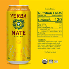 Close-up of the can label showing organic ingredients and citrus notes