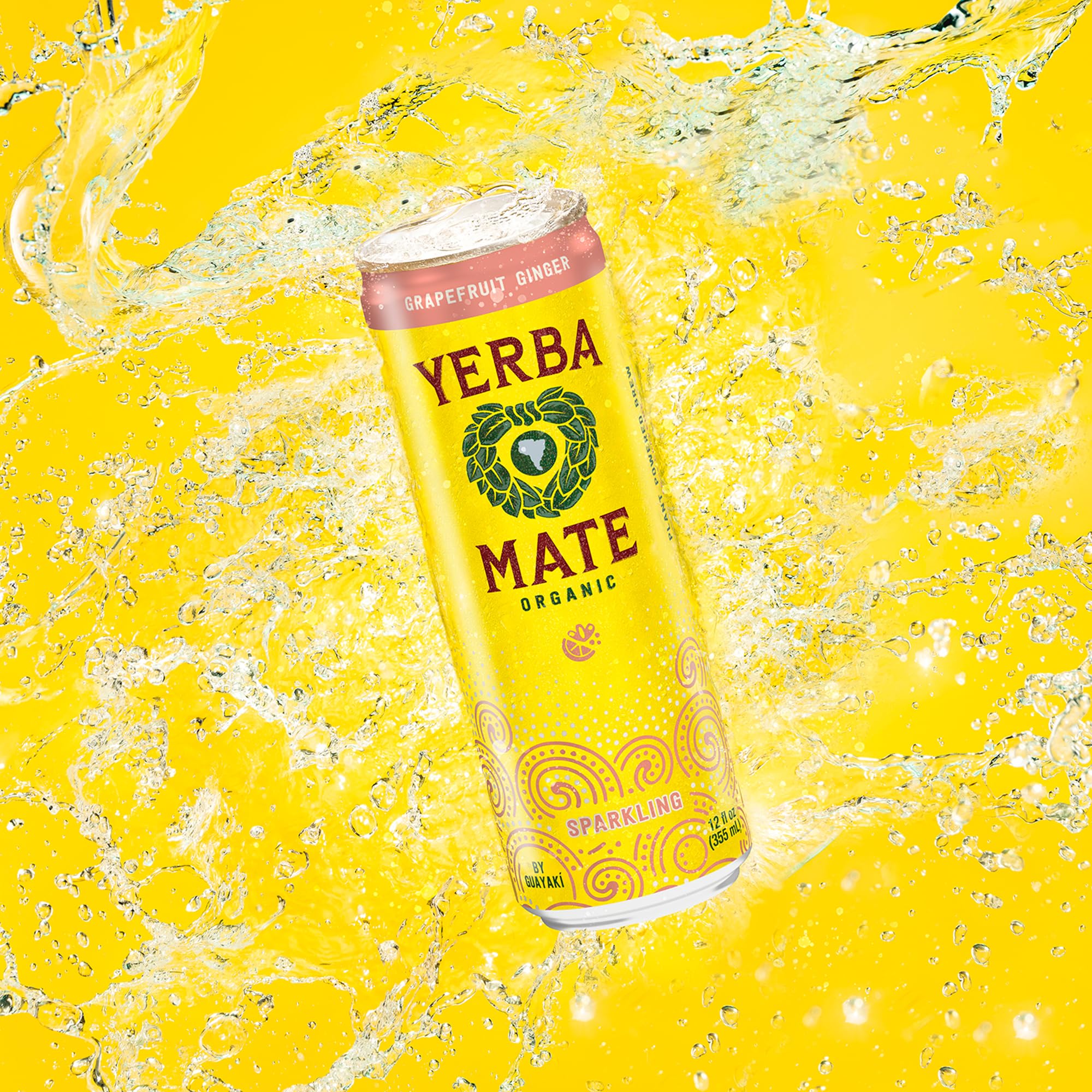 Pouring Guayaki Yerba Madre into a glass with bright bubbles