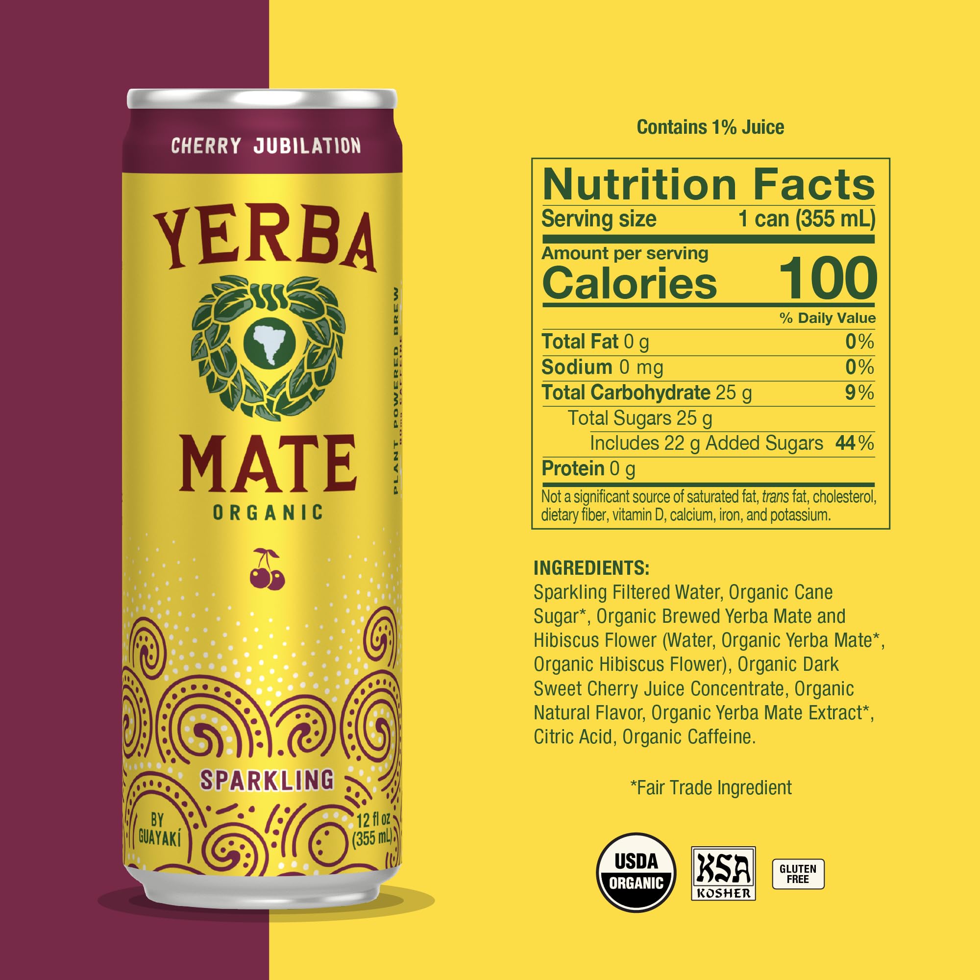 Guayaki Yerba Madre Cherry Jubilation bubbles close-up for a vivid caffeine lift