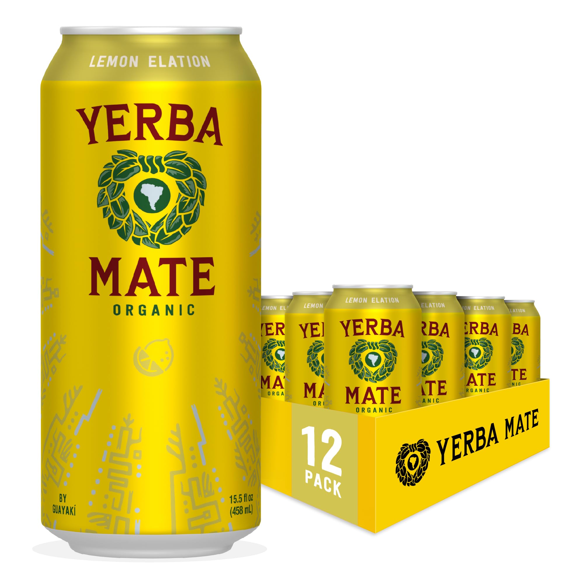 Guayaki Yerba Madre Lemon Elation bottle displaying citrus aroma and steady energy