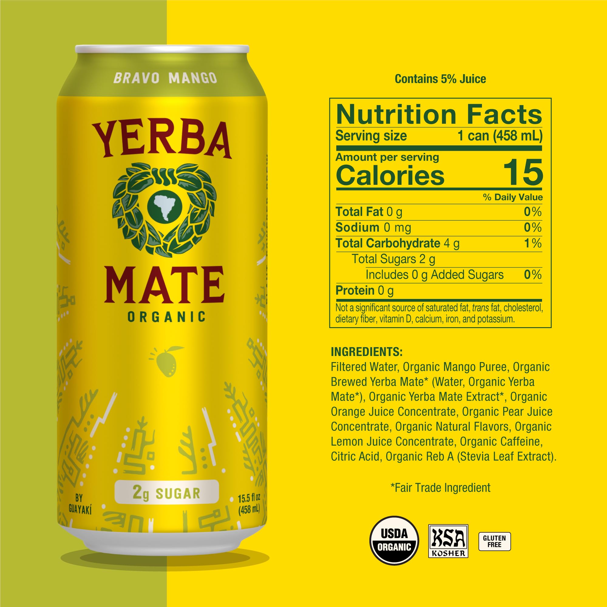 Guayaki Yerba Madre Mango can pour highlights smooth energy without jitters.