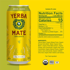 Guayaki Yerba Madre Mango can pour highlights smooth energy without jitters.