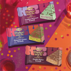 Gudlife Dubai Cookie Butter Krunch bite, warm cookie butter filling in Belgian milk chocolate