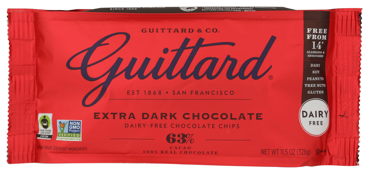 Guittard 63% extra dark chips in bag for rich cookies