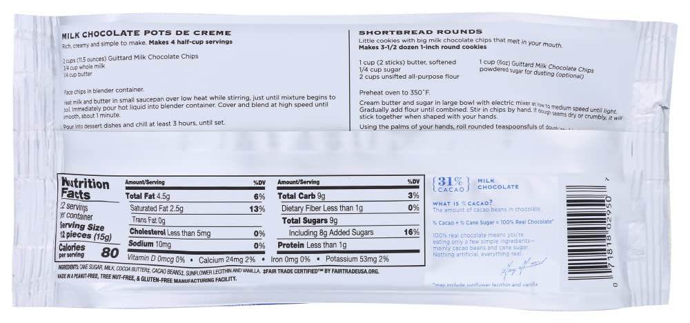 Guittard Milk Chocolate Baking Chips — smooth melt for brownies and ganache.