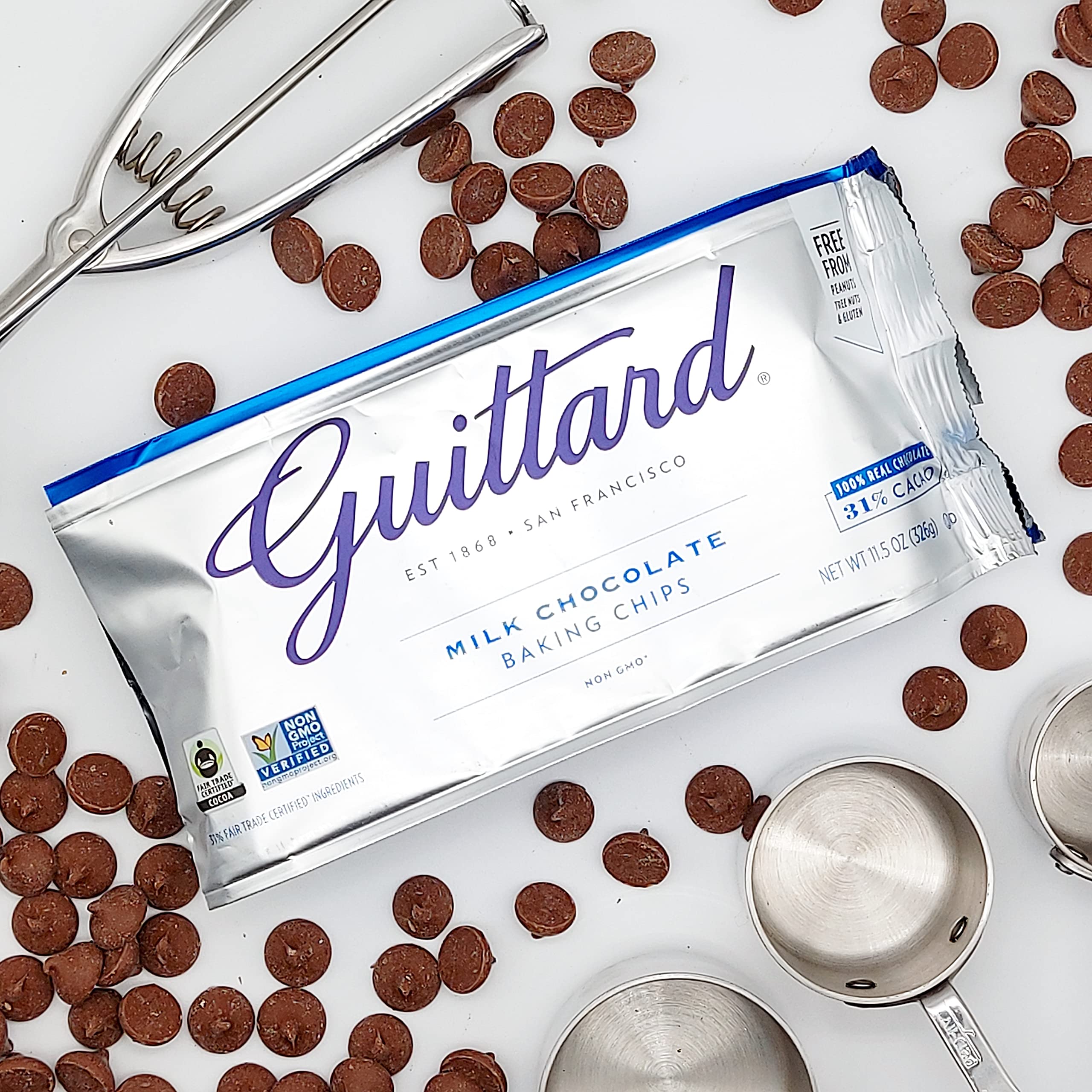 Guittard Milk Chocolate Baking Chips — chips ready for melting and dipping.