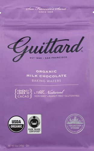 Guittard Organic 38% wafers melting into a glossy ganache for desserts.