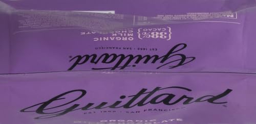 Organic Guittard 38% wafers packaging supports sustainable sourcing.