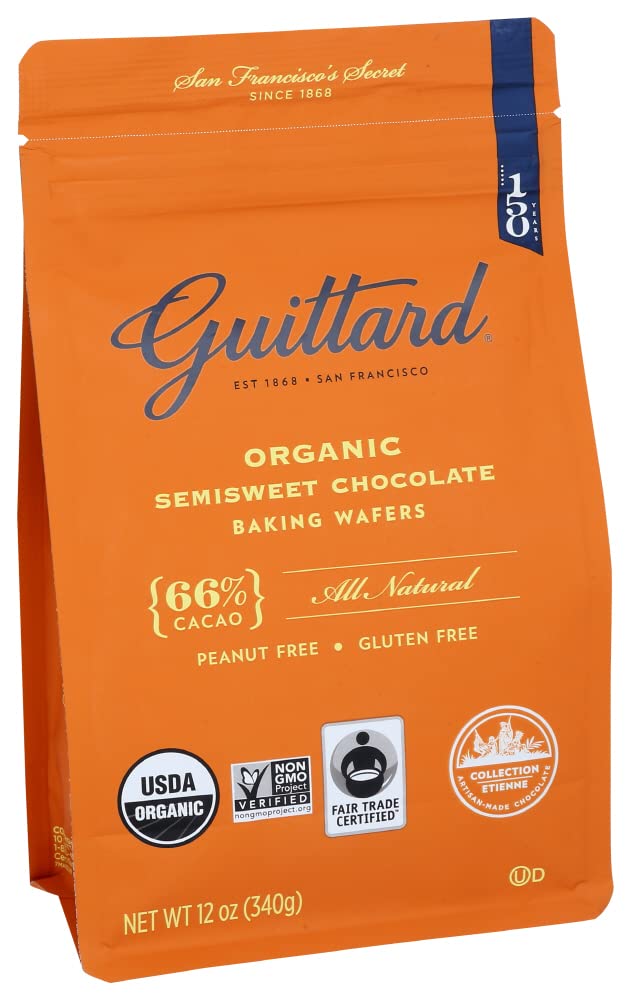 Guittard Organic 66% wafers ingredients display cacao and cocoa butter
