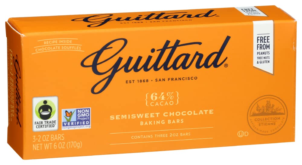 Guittard Semisweet baking bar packaging with Fair Trade label promoted