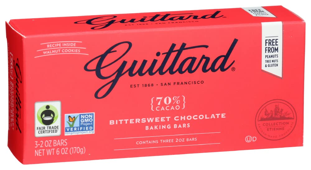 Three-bar Guittard pack displayed on kitchen counter