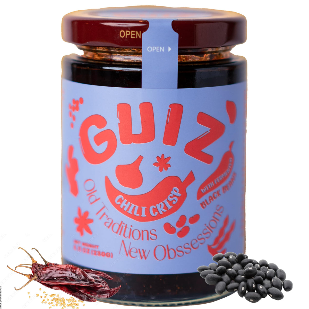 GUIZ Authentic Guizhou Chili Crisp oil bottle showcasing bold umami flavor for meals