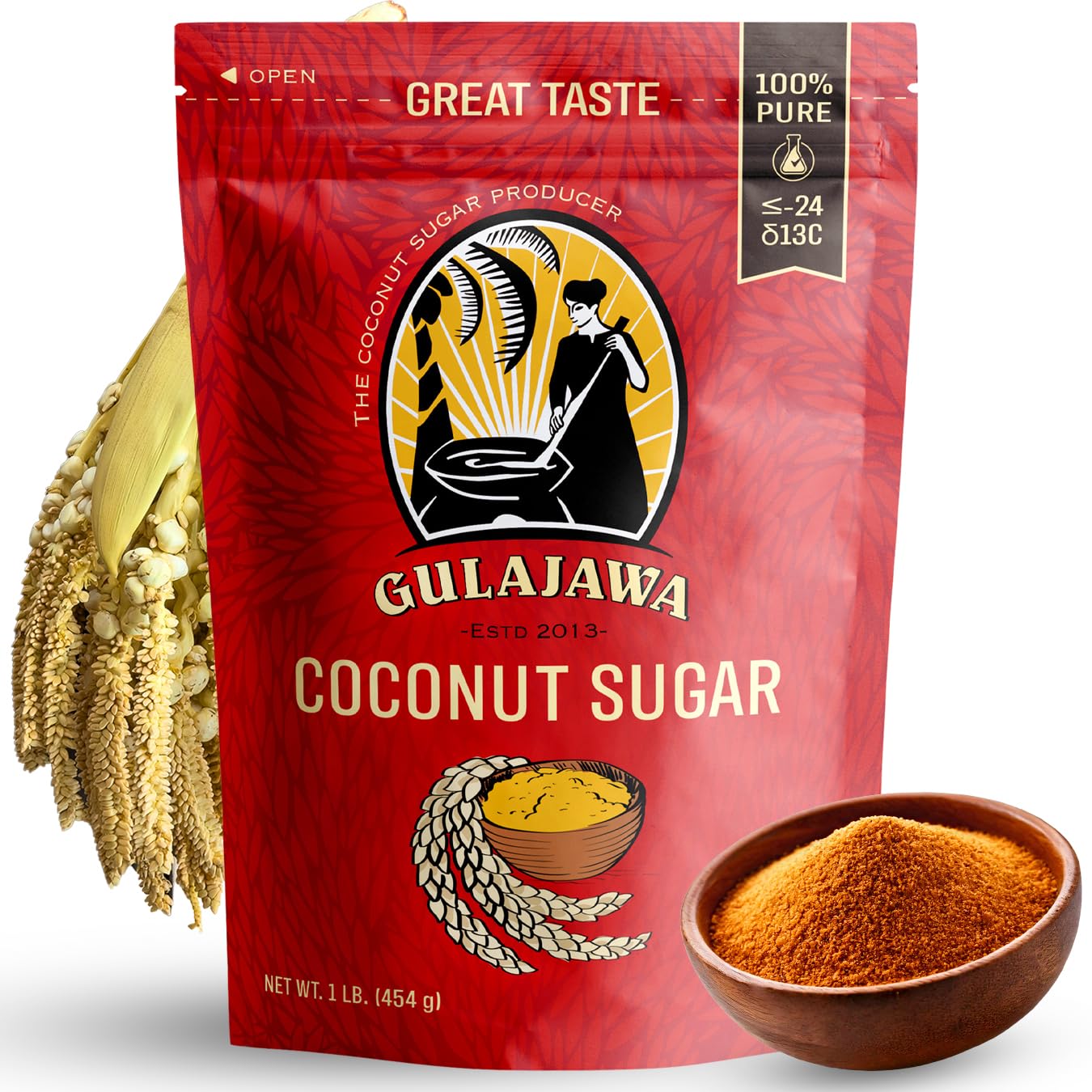 GULAJAWA coconut sugar artisan-jar-front showing premium, handcrafted flavor for beverages.