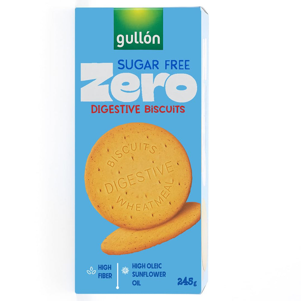 Gullon Sugar Free Digestive Biscuits ready for tea time snacking with your cup.