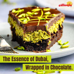 Gulluoglu Dubai pistachio filling used to craft dessert bars.