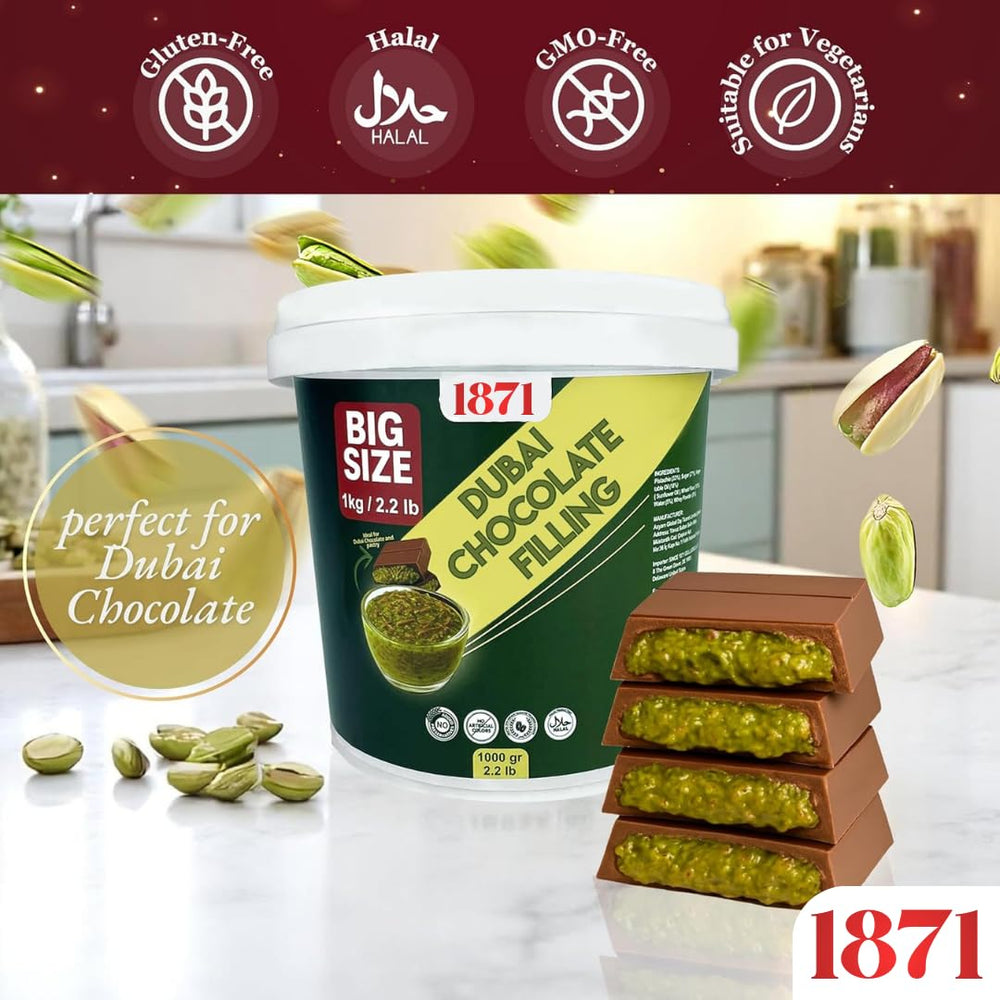 1kg Gulluoglu Dubai Chocolate Filling jar emphasizes premium quality