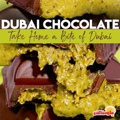 Güllüoğlu Dubai kunafa crispy texture captured in a golden crust.
