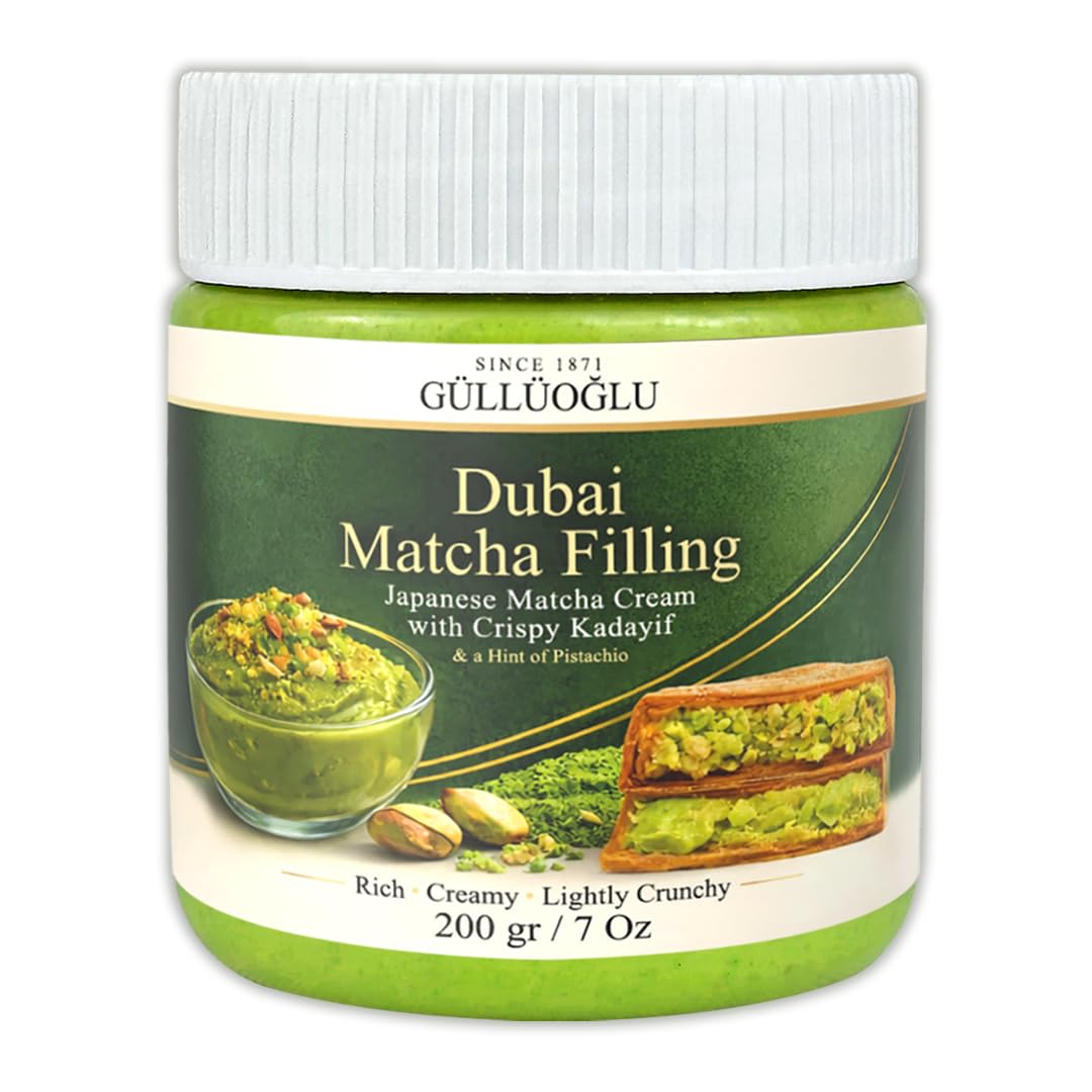 Gulluoglu Dubai Matcha Filling packaging highlights premium cream ideal for quick dessert fillings.