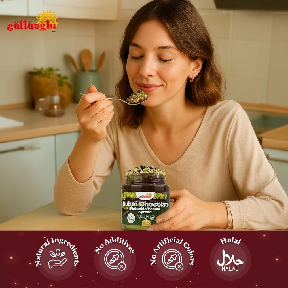Gulluoglu Dubai spread on toast enhances breakfast with creamy, nutty sweetness.