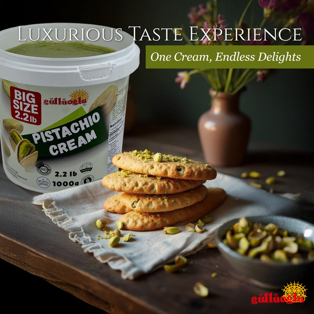 Gulluoglu Pistachio Cream with Dubai chocolate pairing idea.