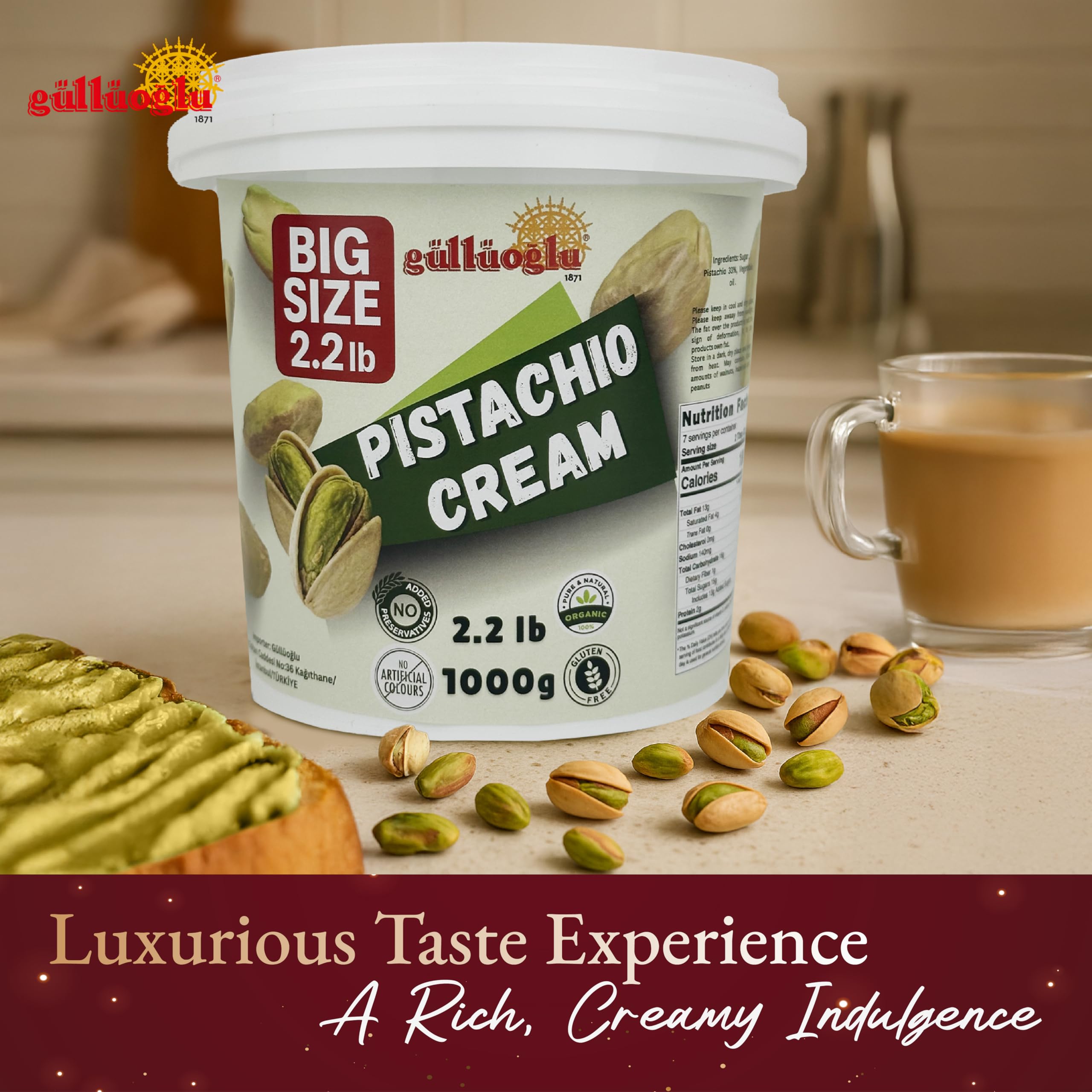 Gulluoglu Pistachio Cream kadayif pairing suggestion.