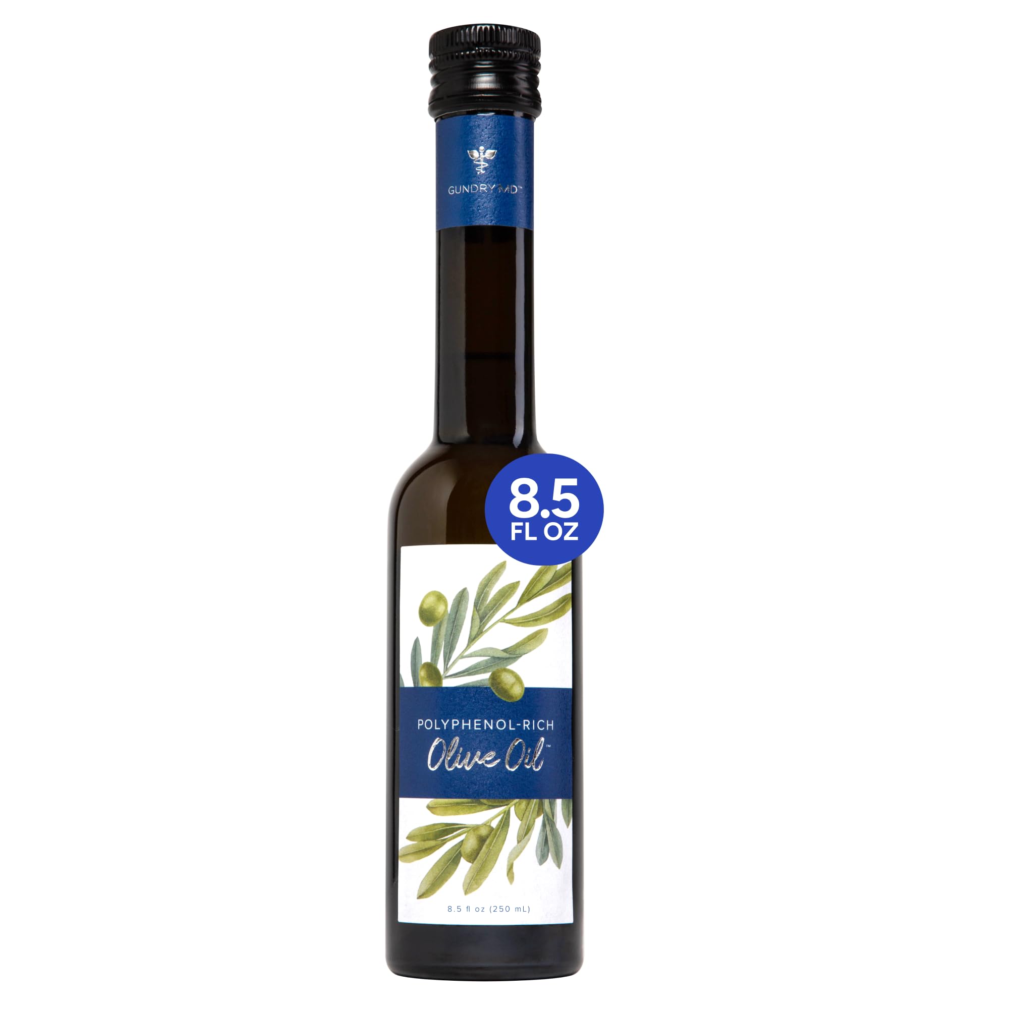 Gundry MD Organic Moroccan olive oil bottle highlights polyphenol richness for flavorful cooking.