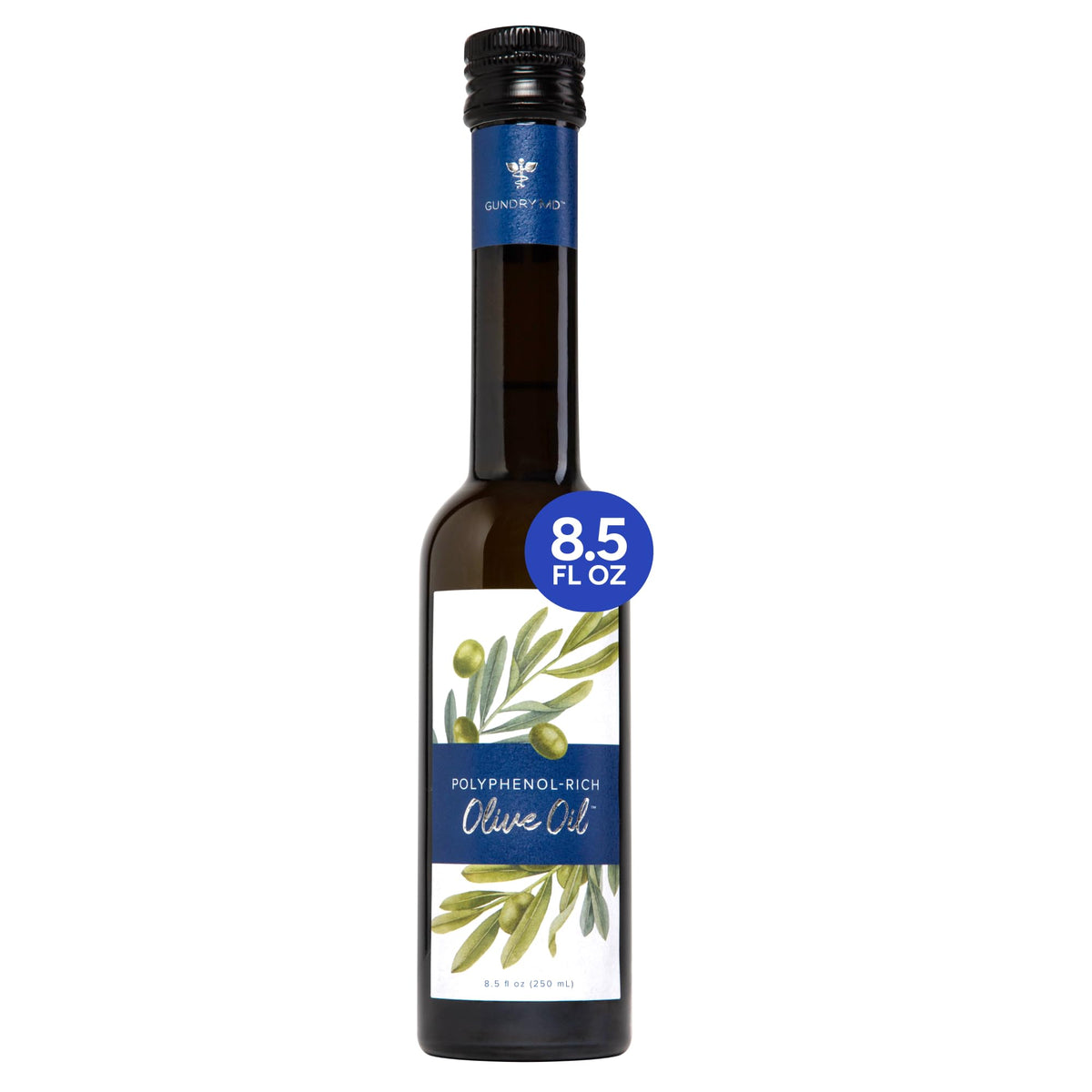 Gundry MD Organic Moroccan olive oil bottle highlights polyphenol richness for flavorful cooking.