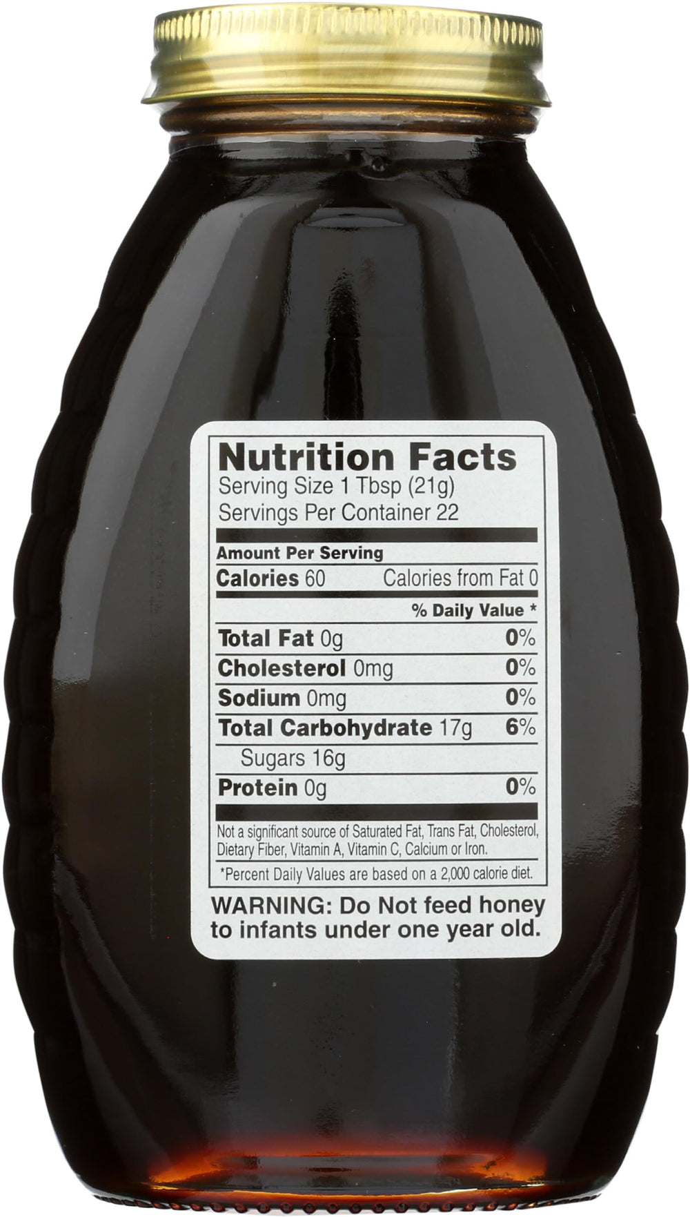 Close-up of Gunter's Buckwheat Honey label emphasizing natural U.S. Grade A quality.