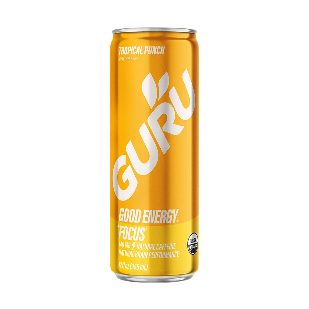 GURU Guru Drink Energy Guayusa Organic bottle front view for a refreshing energy lift.