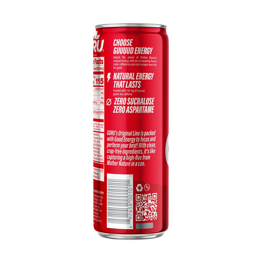 Guru Energy Drink bottle being poured, ideal for workouts or studying sessions