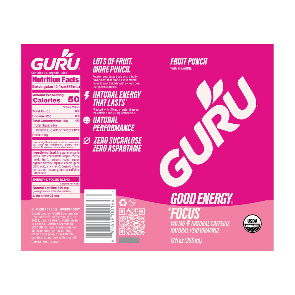 GURU Fruit Punch lifestyle scene suggests focused study and active moments