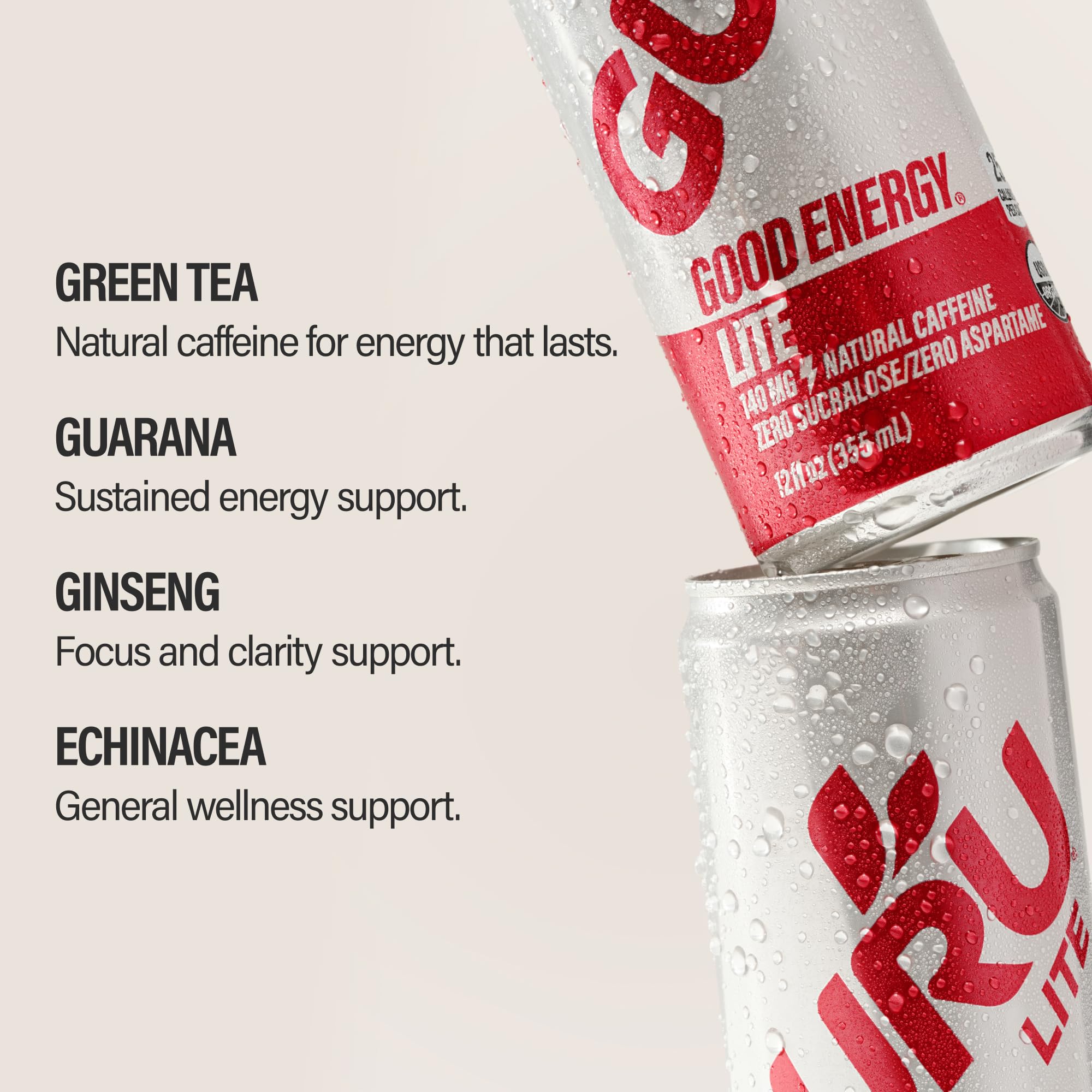 GURU Lite green tea caffeine sources closeup highlights natural pick-me-up