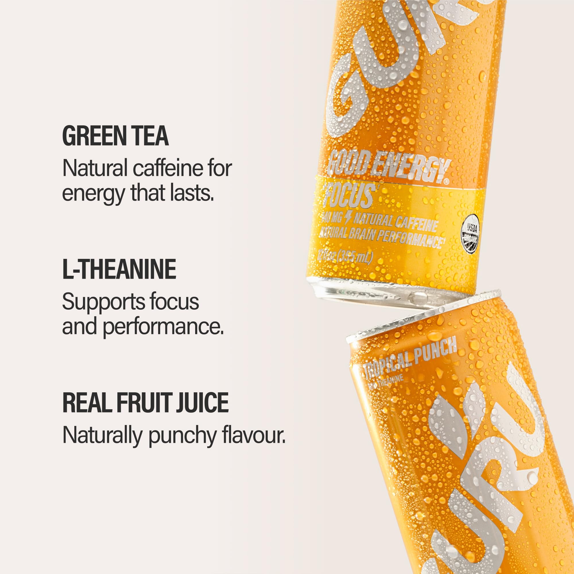 GURU Tropical Punch label art with tropical fruit blend suggests vibrant flavor profile.
