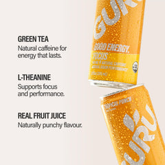 GURU Tropical Punch label art with tropical fruit blend suggests vibrant flavor profile.