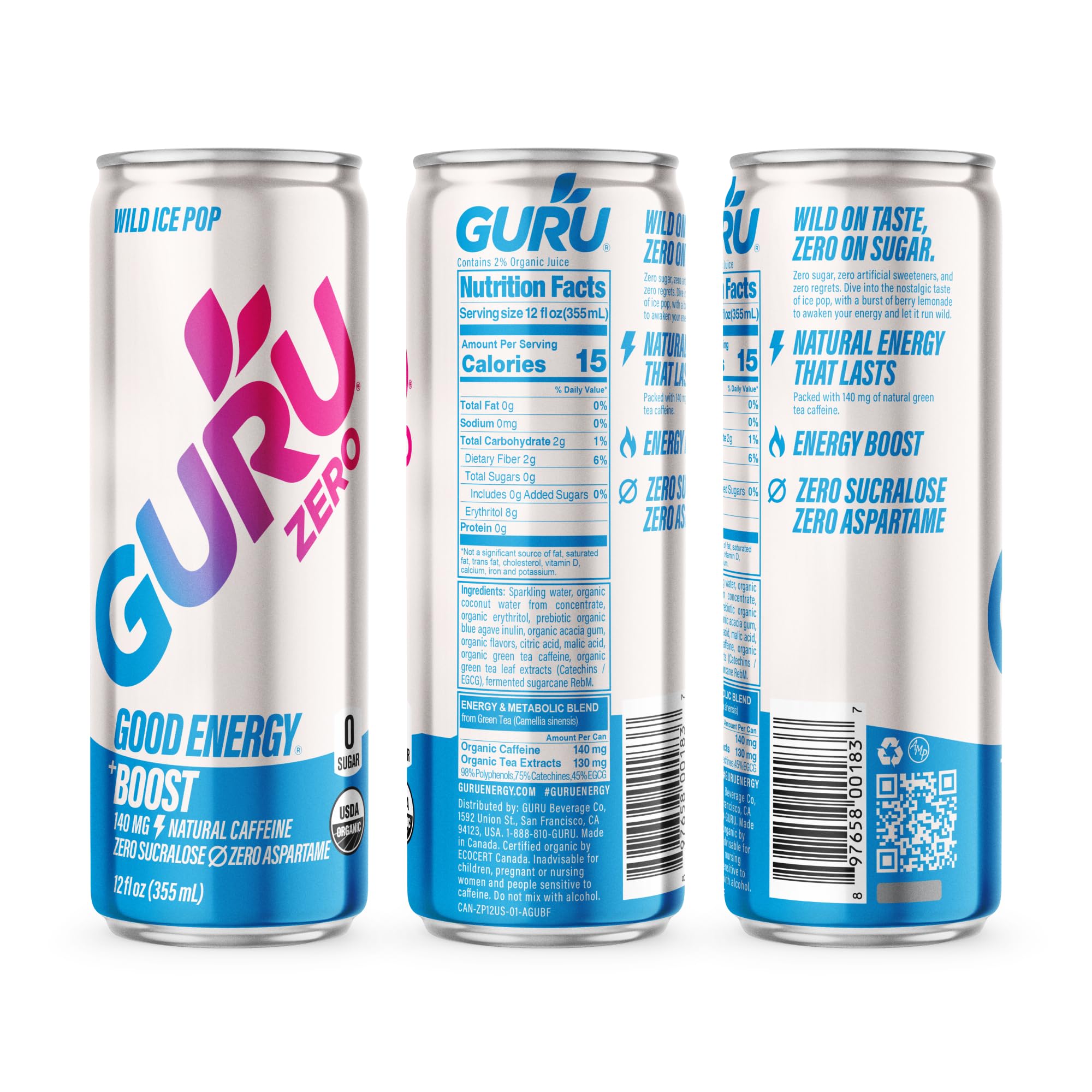 GURU Zero Sugar four-flavor collection offers variety for all tastes