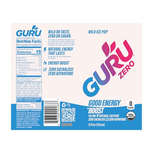 GURU Zero Sugar Ruby Red can delivers refreshing lift with natural caffeine
