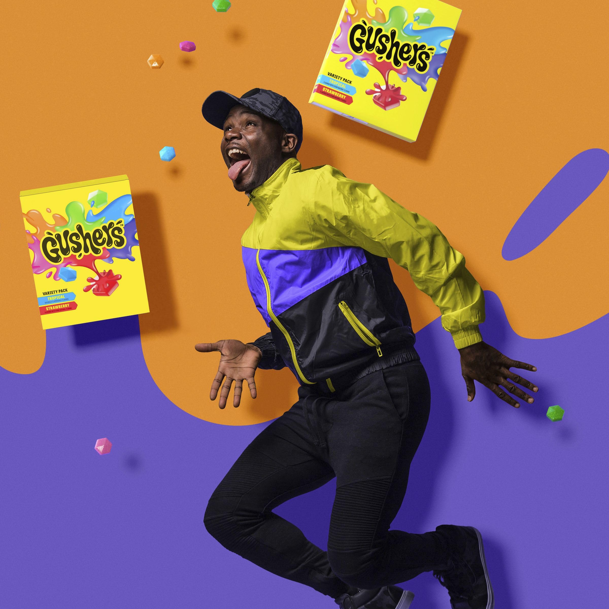 Gushers gluten-free and gelatin-free snack with vitamin C per serving.