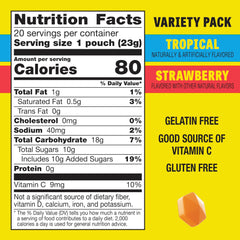 Gushers strawberry flavor pouch, juicy liquid center ideal for lunchboxes.