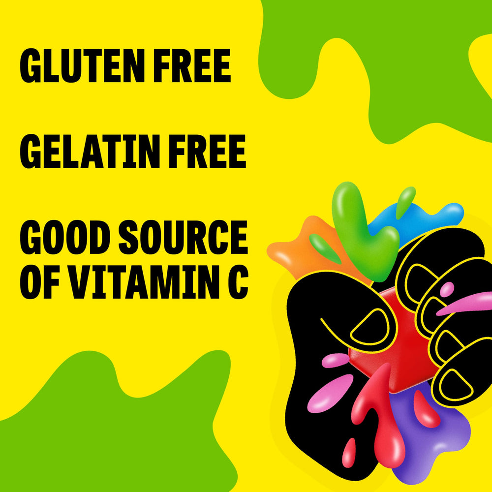 Gushers gelatin-free and gluten-free snacks with vitamin C content.