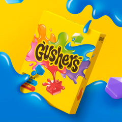 Gushers nutrition badge highlights gluten-free and vitamin C.