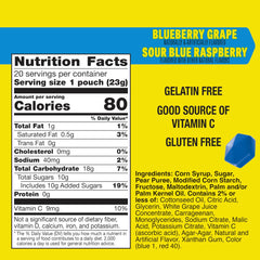 Gushers Sour Blue Raspberry pouches offer a tangy-sweet treat in a portable, individually wrapped form.