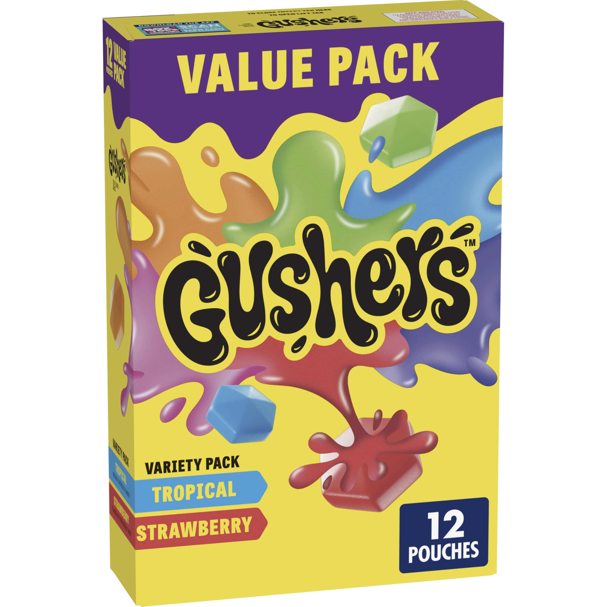 Gushers strawberry flavored snacks front shot ideal for lunchboxes and on the go