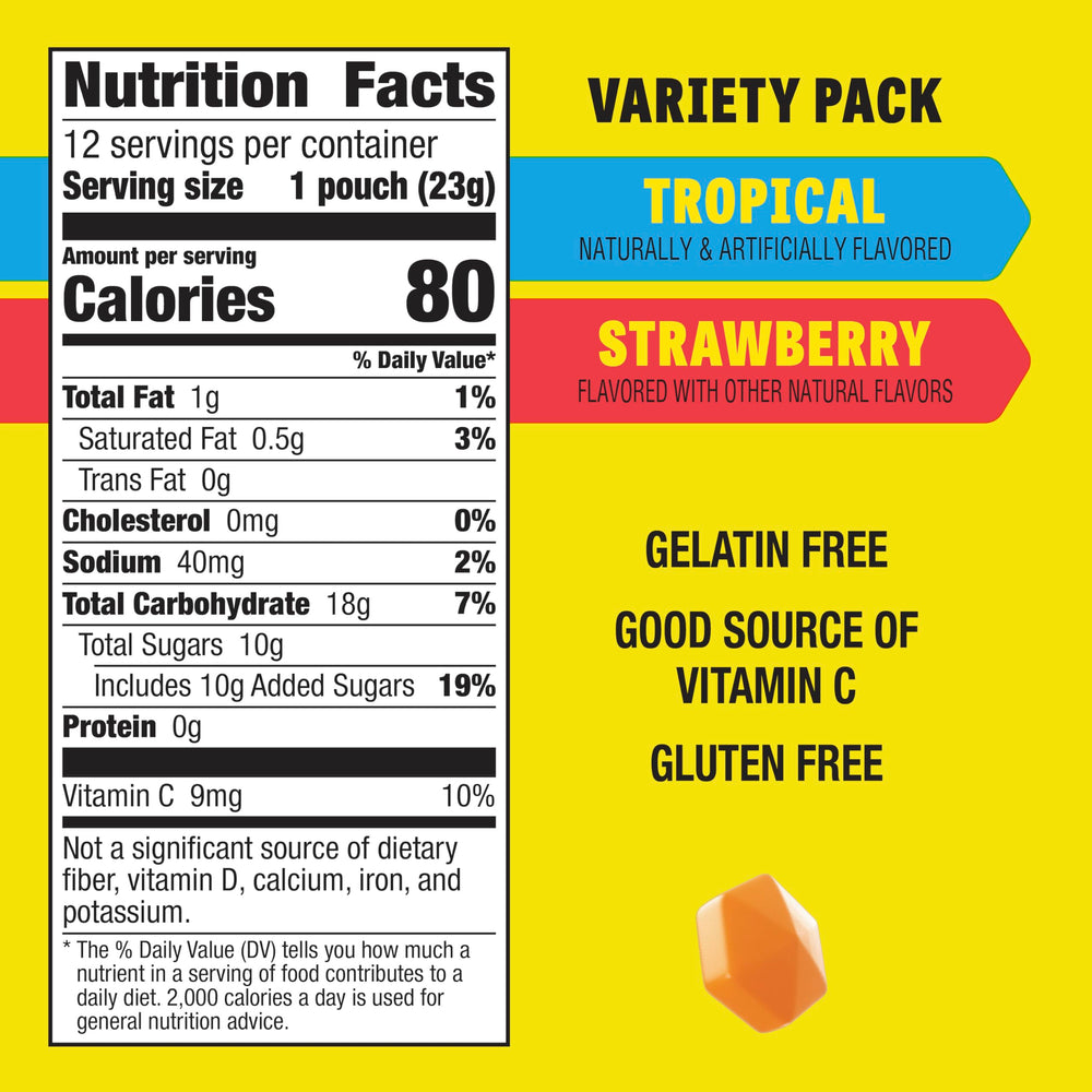 Gushers tropical flavored snacks front shot offers a fruity refreshing option