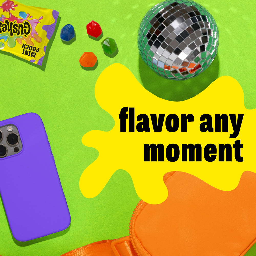 Travel-ready Gushers pouches fit backpacks for on-the-go snacking.