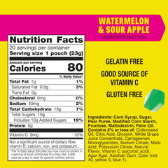 Gushers two-flavor fruit snacks feature Watermelon and Sour Apple in one bite.