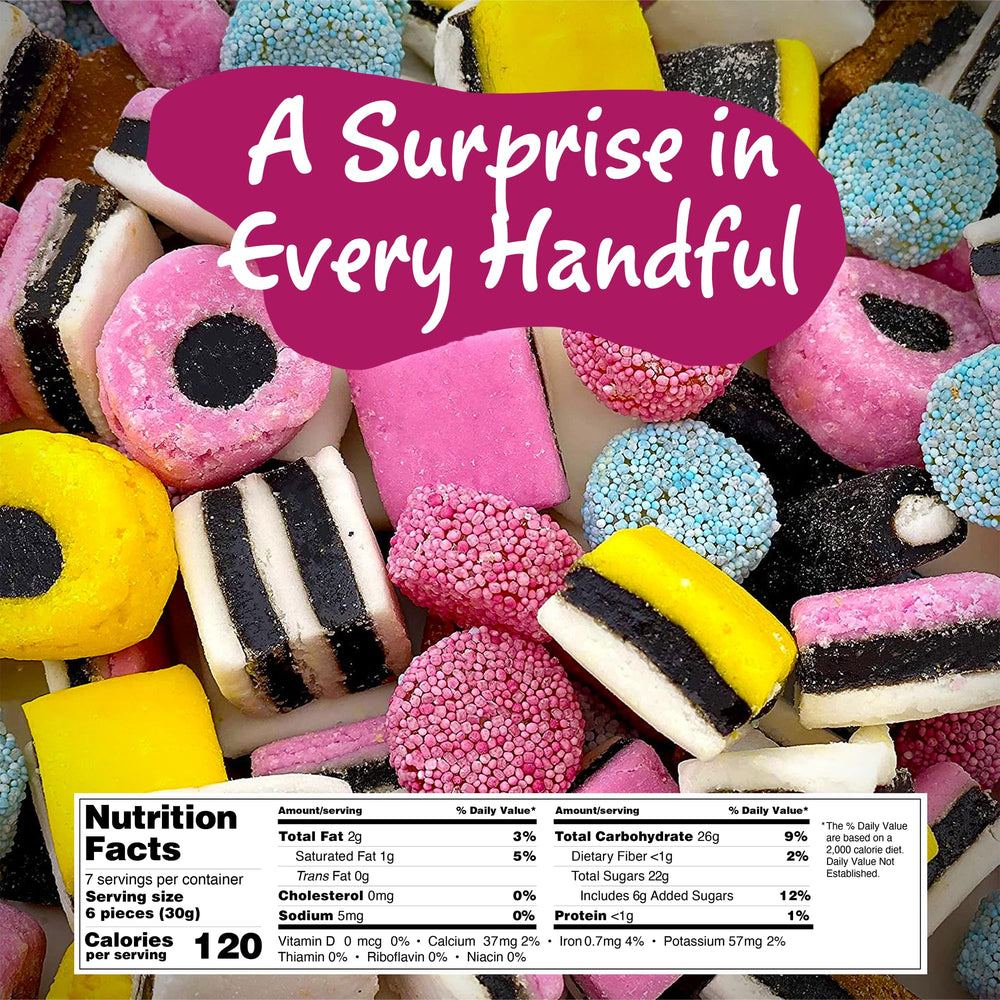 Gustaf's Allsorts Jelly Buttons – chewy fruity centers for a playful bite.