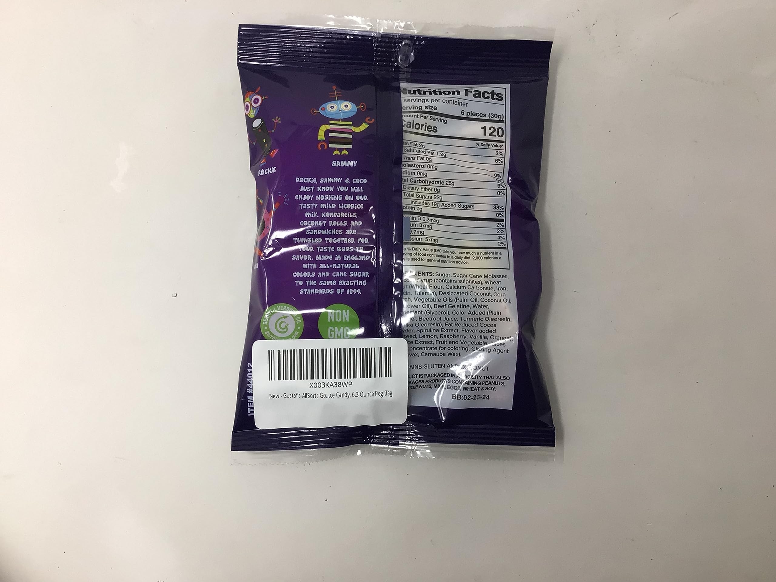 Gustaf's AllSorts licorice peg bag served option suggests easy on-the-go snacking.