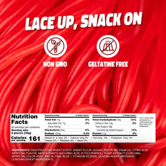 Gustaf's Strawberry Laces close-up texture highlights chewy bite
