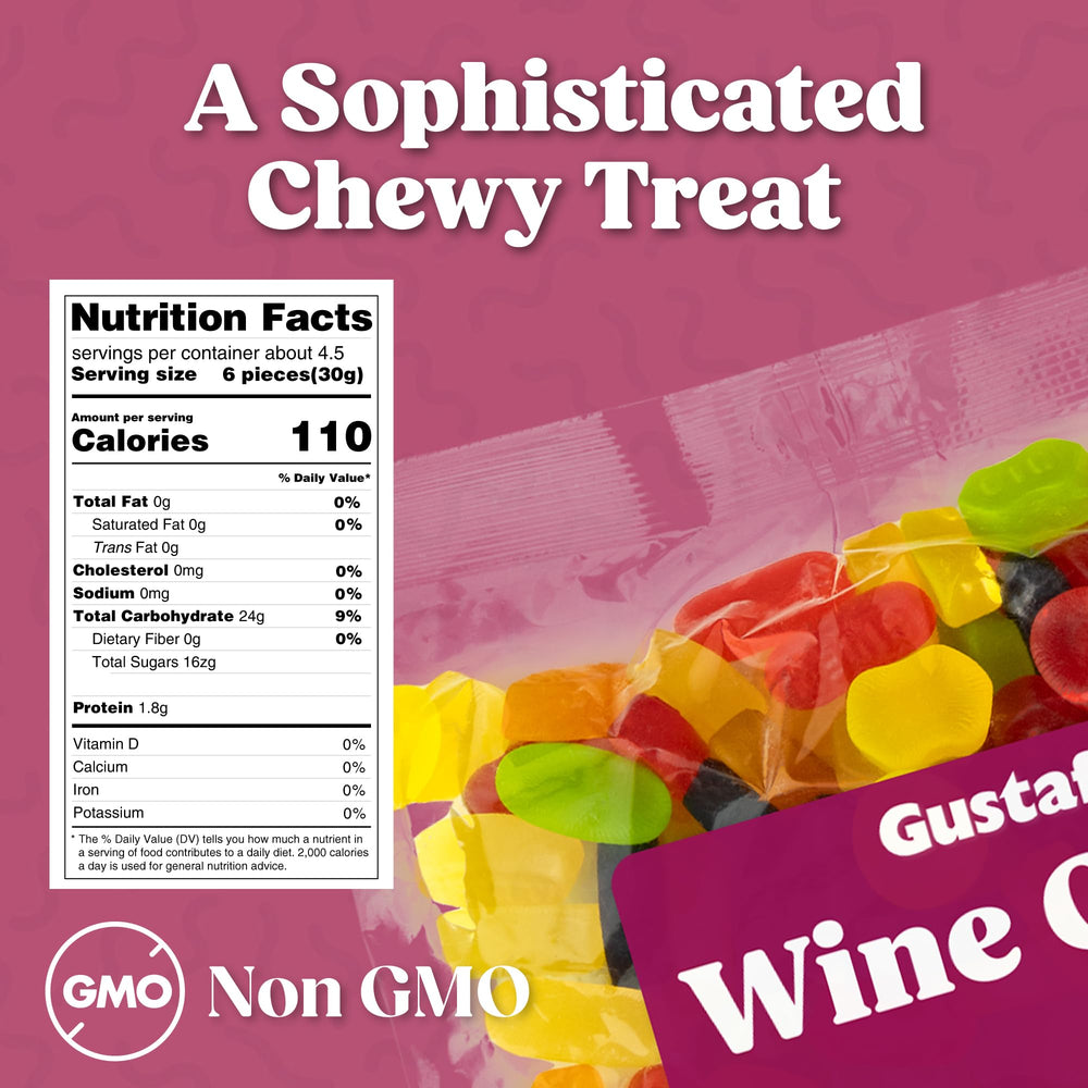 Close-up of Gustaf's Wine Gums reveals rich, fruit-forward flavors