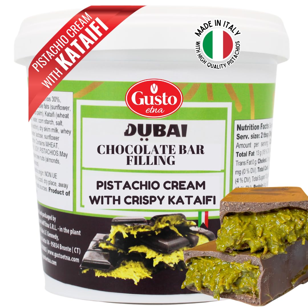 GUSTO ETNA Dubai pistachio cream with crispy kataifi for premium bar fillings.